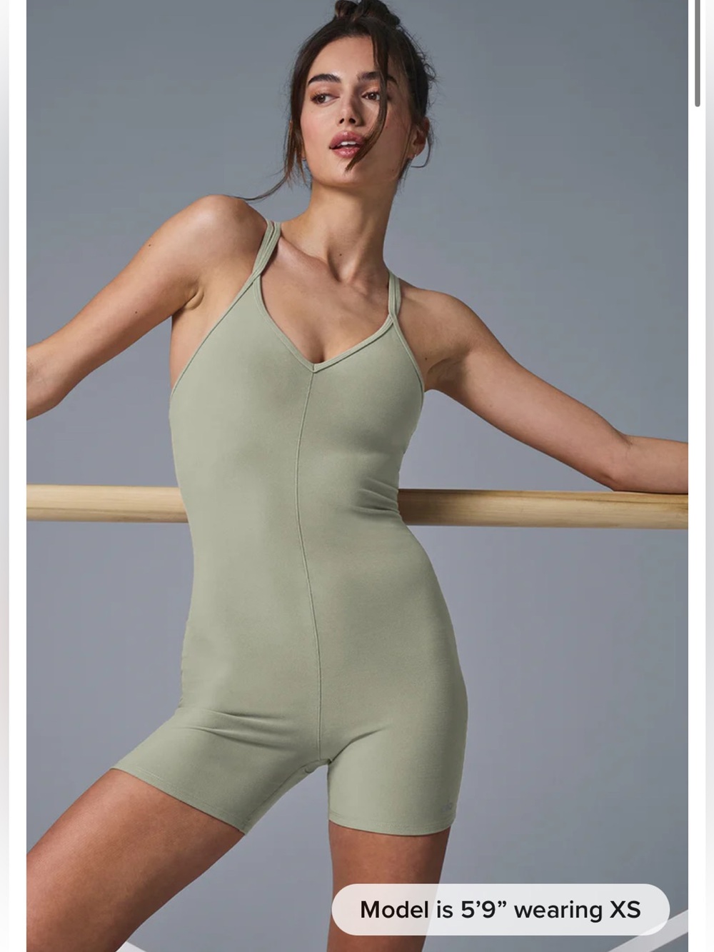 ALO Sun’s Out Onsie Limestone Green Romper Shorts Outfit! XS